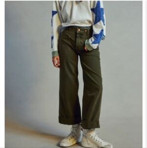 Free People We The Free Palmer Cuffed Jeans In Army Green